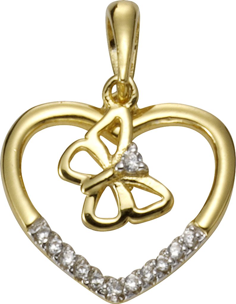 V Anhänger 925/- Sterling Silber 2,0cm gelb Zirkonia 358240980