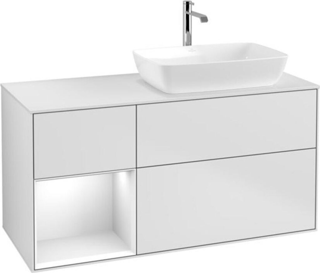 V&B Waschtischunterschrank Finion 120cm, Pl w m, Rg glo wh. Lac, wh. m Lac
