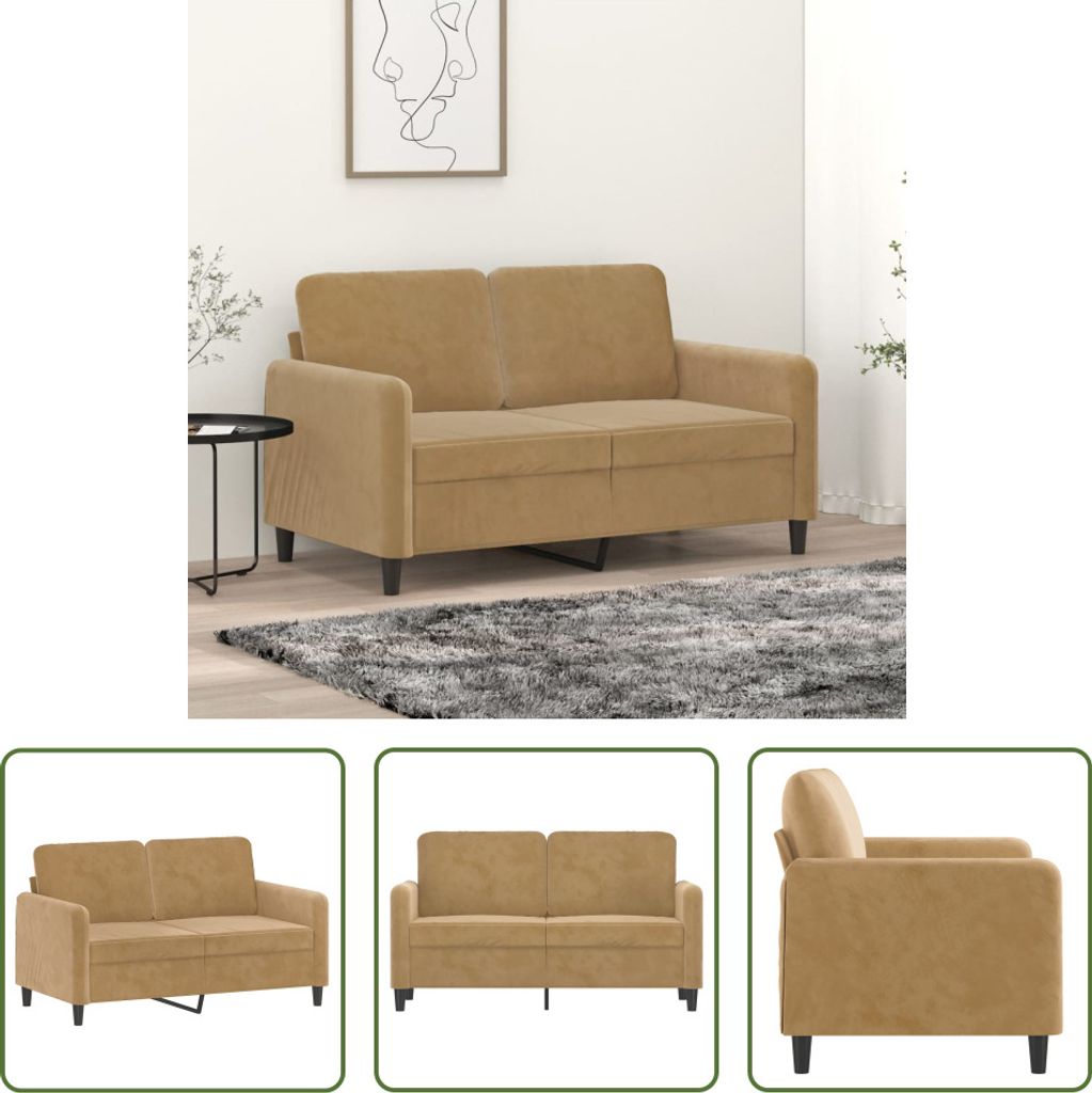 The Living Store 2-Sitzer-Sofa Braun 120 cm Samt