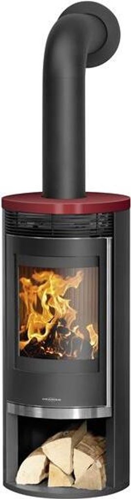 Oranier Rota 2.0 Kaminofen Stahl Schwarz mit Abdeckplatte Keramik Bordeauxrot