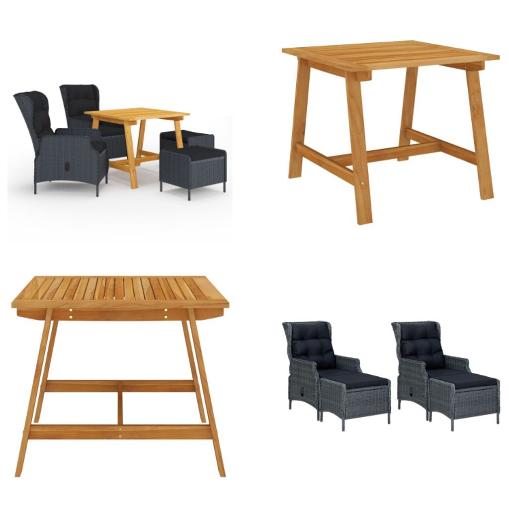 vidaXL 5 tlg. Garten Essgruppe Dunkelgrau - Garten-Essgruppe - Garten-Essgruppen - Gartenmöbel - Gartenmöbel Set