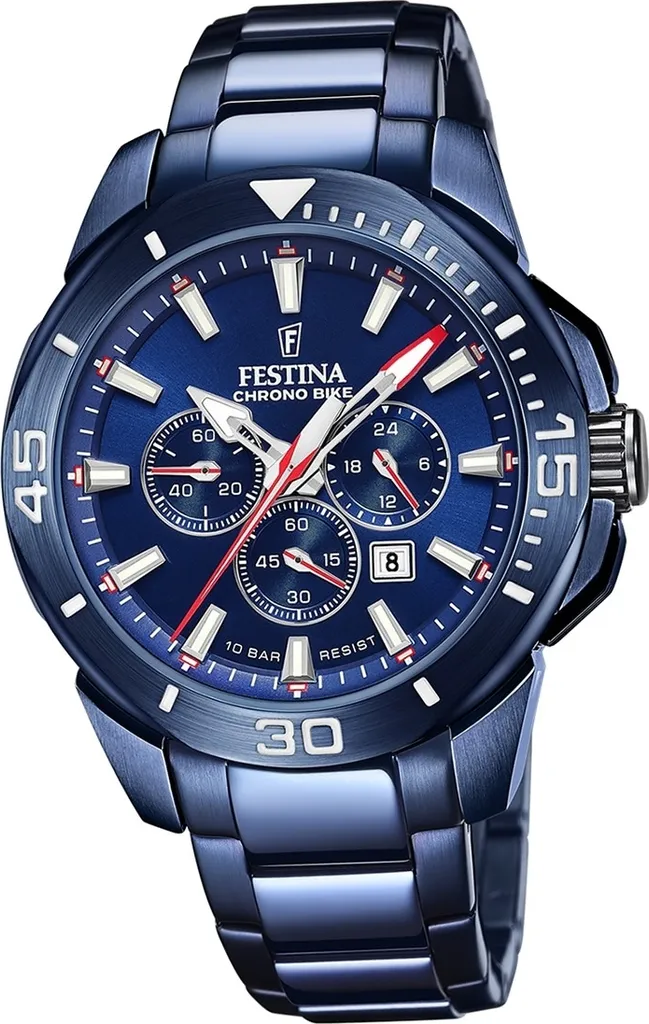 Montre Festina bleue en acier inoxydable pour homme, modèle D2UF20643