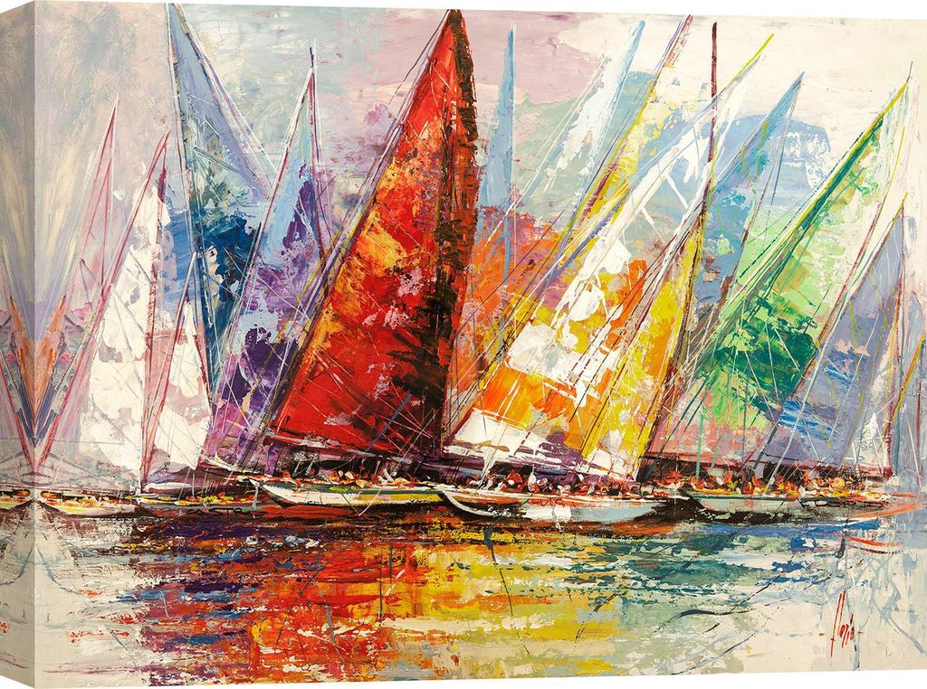 Leinwandbild mit Segelbooten - Luigi Florio, Kaleidoskop der Segel - 100x70 cm