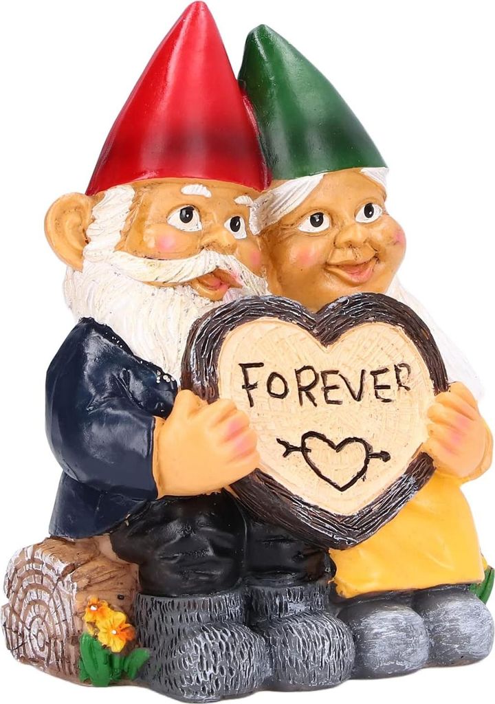 Gartenwichtel-Paar Figuren aus Kunstharz für Weihnachtsdekoration im Haus