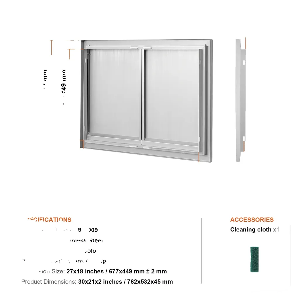 Porte BBQ inox brossé double paroi isolation thermique