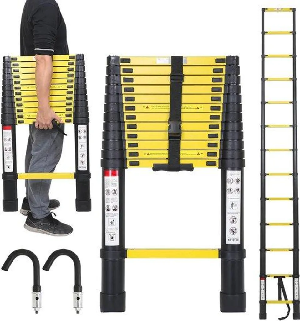 Échelle alu 3,80m antidérapante haute sécurité charge de 150 kg