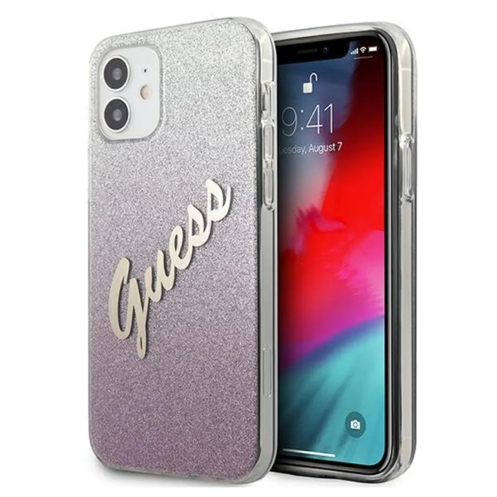 Custodia Guess iPhone 12 Mini Rosa Glitter - Protezione Moda 5.4"