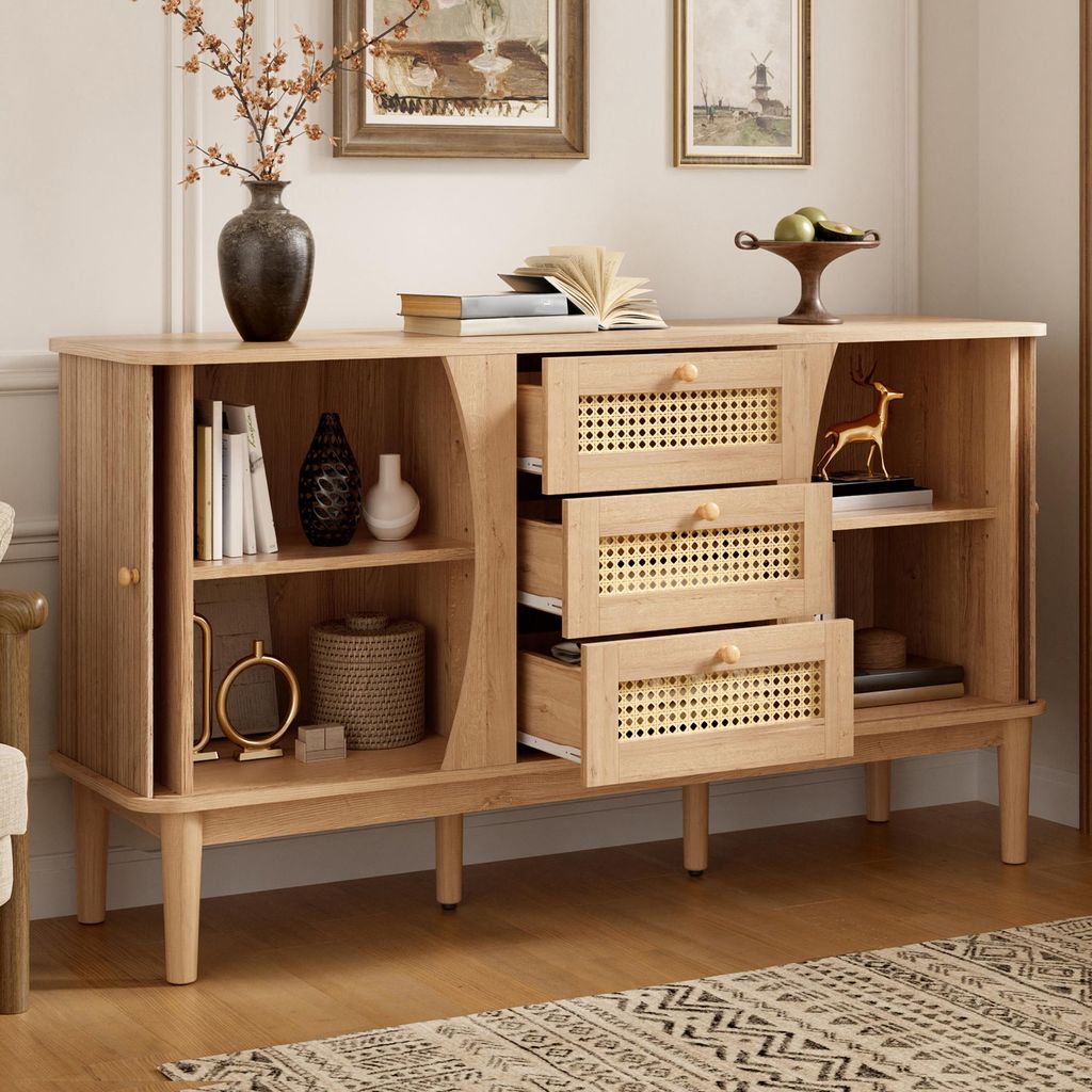 Mueble aparador STILVORA, estilo ratán, con puertas Imagen del producto 