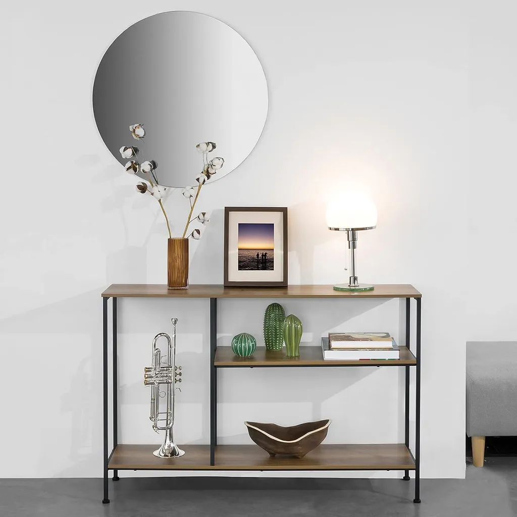 SoBuy Table Console d'Entrée Industrielle avec 3 Compartiments L120cm