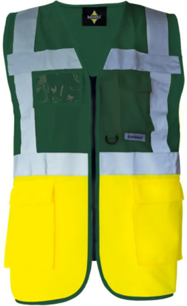 Korntex KXMF Gilet Executive Multifunzione 4XL Verde e Giallo Alta Visibilità