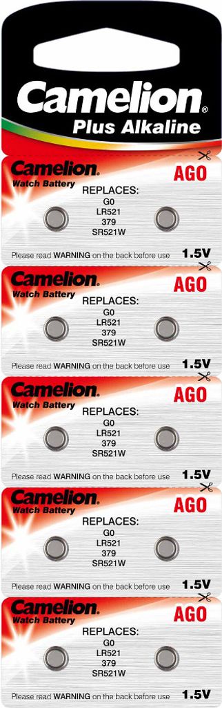 10 x AG0 LR521 SR521W V379 Knopfzellen Alkaline Uhrenbatterien Camelion