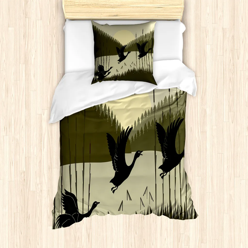 Set Copripiumino ABAKUHAUS Singolo 135x200 Verde Militare Antiacaro