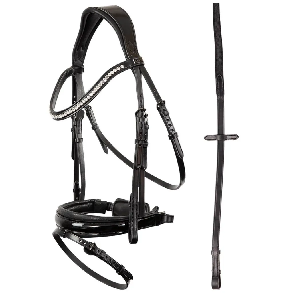 Bridon de dressage ANKY ATH20005 en cuir noir souple avec rênes