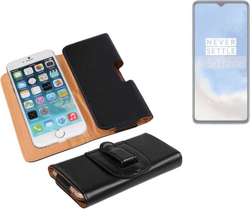 K-S-Trade Schützhülle Handyhülle kompatibel mit OnePlus 7T Holster Gürtel Tasche Schutzhülle Handy-Tasche Smartphone Case Seitentasche schwarz 1x