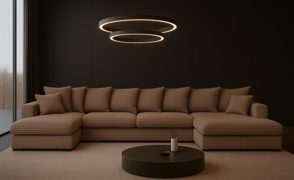 Sofa w kształcie U GABON narożnik z funkcją spania tkanina Zdjęcie produktu 