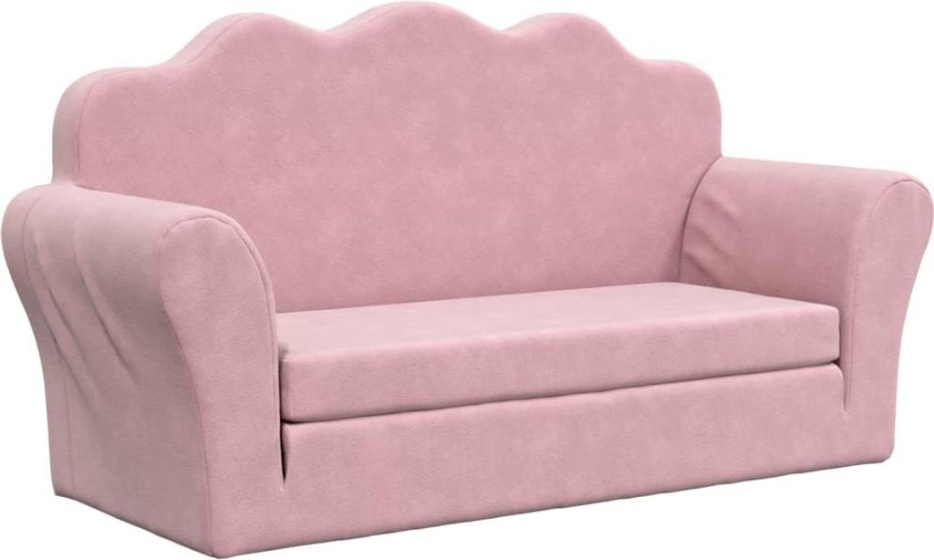 vidaXL Kinder-Schlafsofa 2-Sitzer Rosa Weicher Plüsch Produktbild 