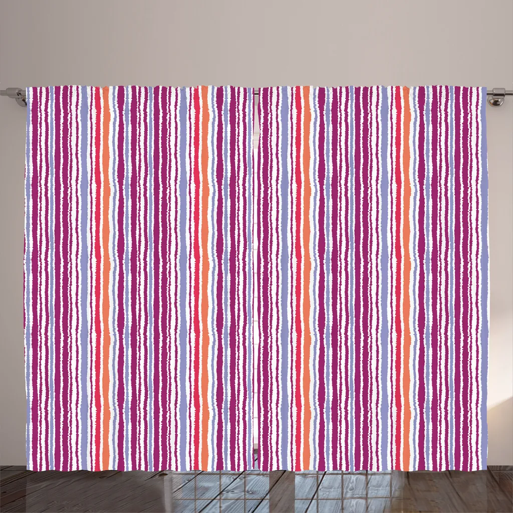 Rideau Abstrait Multicolore avec Boucles et Crochets Format 280x225 cm