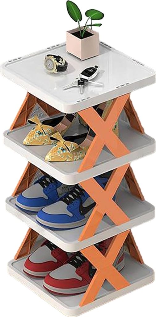 4er Pack Zusammenklappbares Schuhregal aus PP, Produktbild 