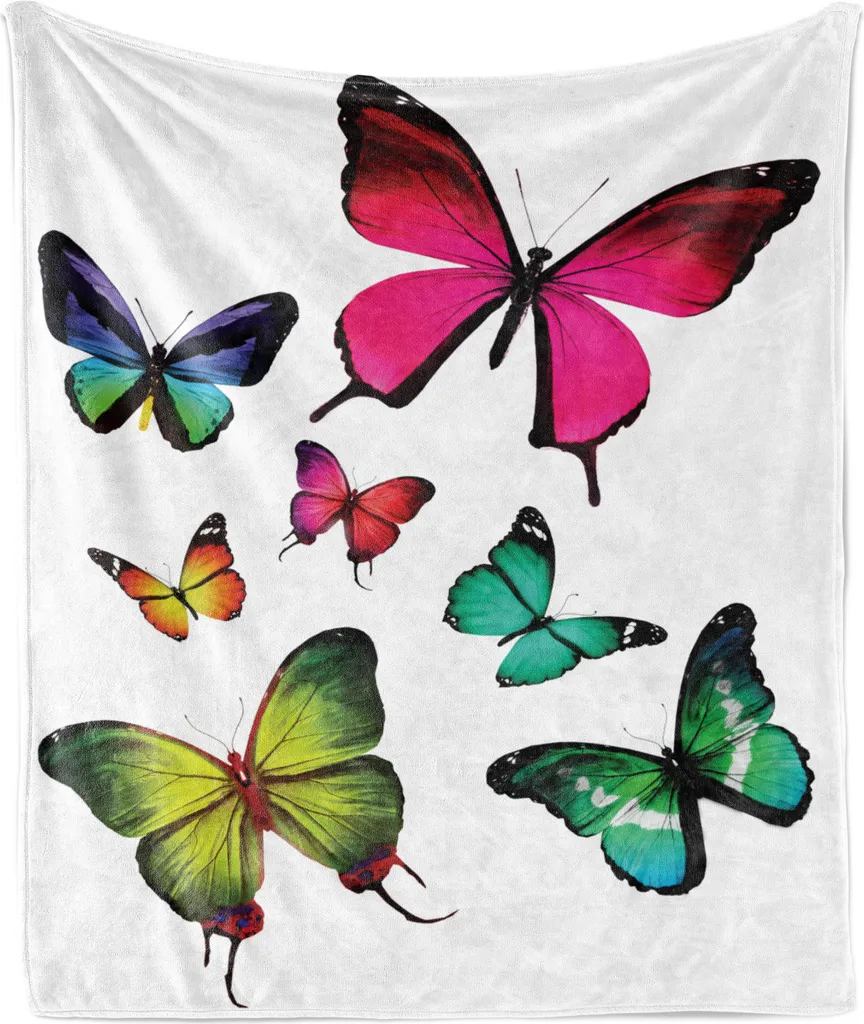 Plaid di Lusso ABAKUHAUS Farfalle 175x230 | Morbidezza Flanella Pile