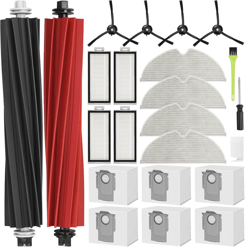 Q5 Pro Zubehör für Roborock Q5 Max+ / Q8 Max+ / Q5 Pro+ / Q5 Pro Plus /Q8 Max Plus Ersatzteile Zubehörset Q5 DuoRoller+ 6 Staubbeutel 2 Hauptbü...