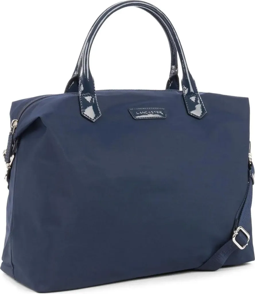 Lancaster Sac Basic Verni Bleu - Sac à Main Porté Épaule Brillant