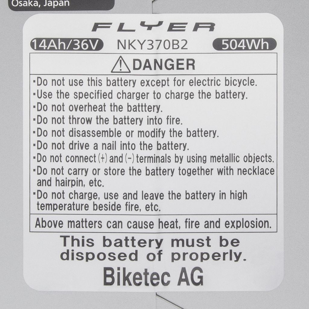 Batterie E-bike 36V 14Ah (504Wh) Pour Flyer C5 DeLuxe – Neuve
