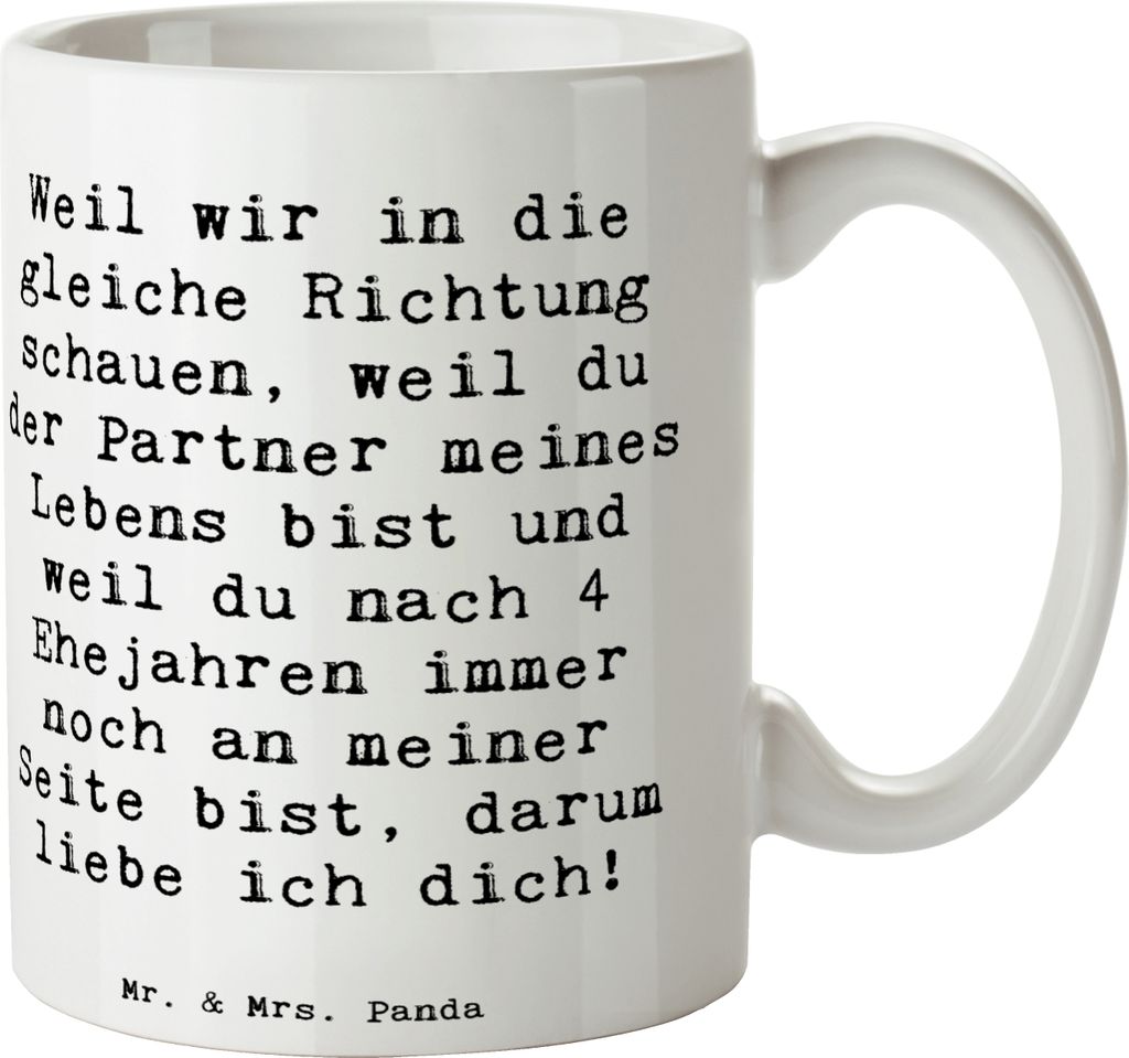 Mr. & Mrs. Panda Kaffeebecher Spruch 4. Hochzeitstag Produktbild 