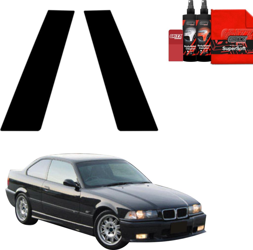 2in1 Schwarze Grizz Protector schutzfolie für B-Säule - BMW 3 E36 Coupe (1991-1999)