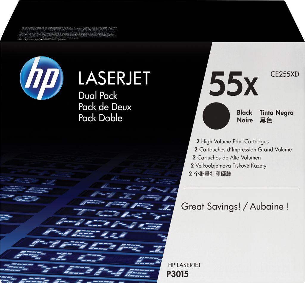 HP Toner CE 255 XD Doppelpack schwarz No. 55 X Produktbild 