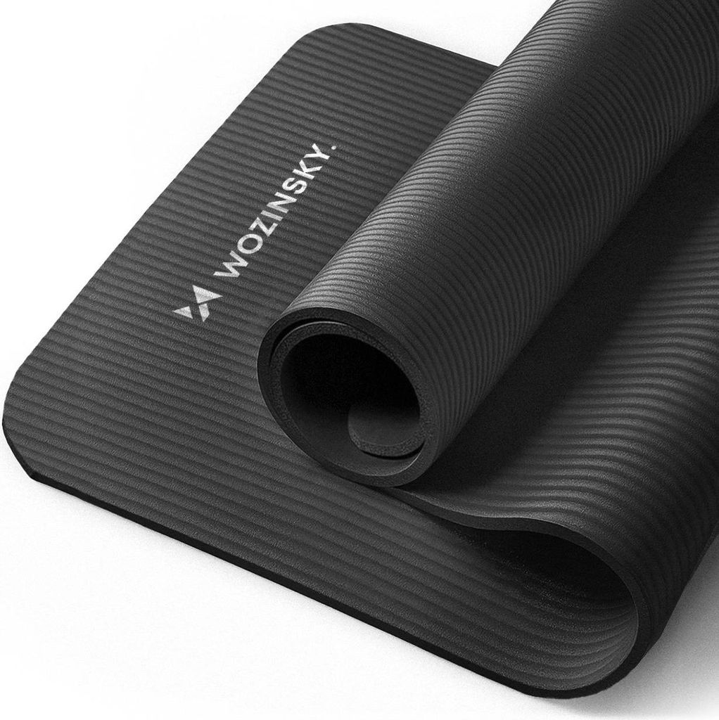 Wozinsky WNSP-BLAC Gymnastikmatte 181 x 63 x 0,9 cm NBR rutschfest mit Gurt Tasche Schwarz
