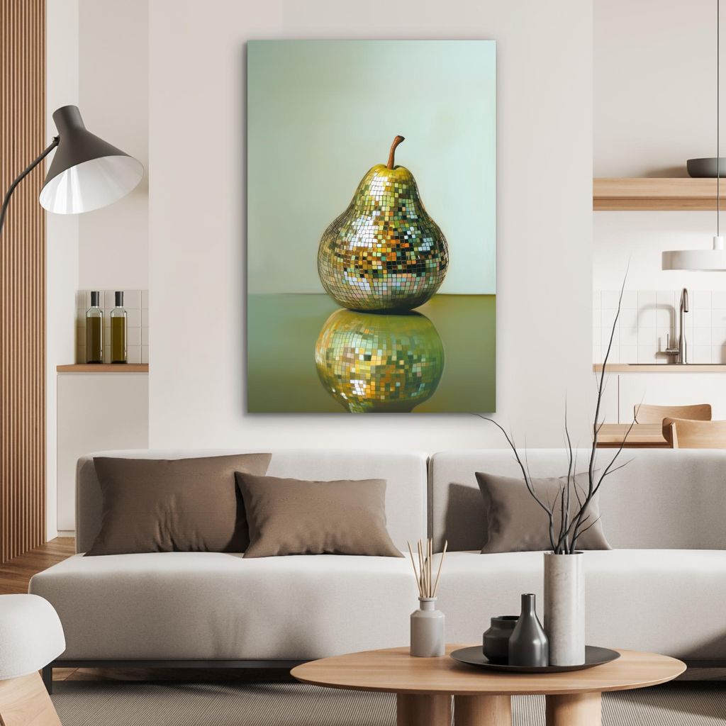 MuchoWow Wanddekoration Metall Metallbild Wandkunst 80x120 cm Obst - Disco - Kunst - Glitzer MuchoWow Aluminium Gemälde - Bilder