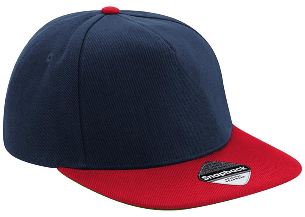 Beechfield - Snapback Mütze Flacher Schirm FK3088 (Einheitsgröße) (Dunkelblau/Rot)