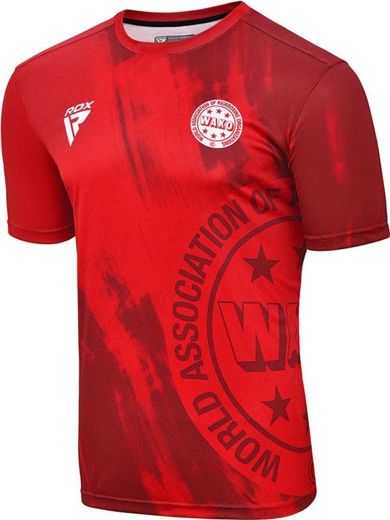RDX WAKO T-SHIRTS Offizielles, von der World Association of Kickboxing Organization anerkanntes Kickbox-T-Shirt schweißableitend und atmungsaktiv