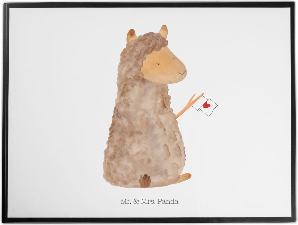 Mr. & Mrs. Panda tischpad Alpaka Fahne - Weiß - Geschenk, Liebe, Schreibunterlage, arbeitsmatte, Unterlage Schreibtisch, Alpakas, schreibtischunte...