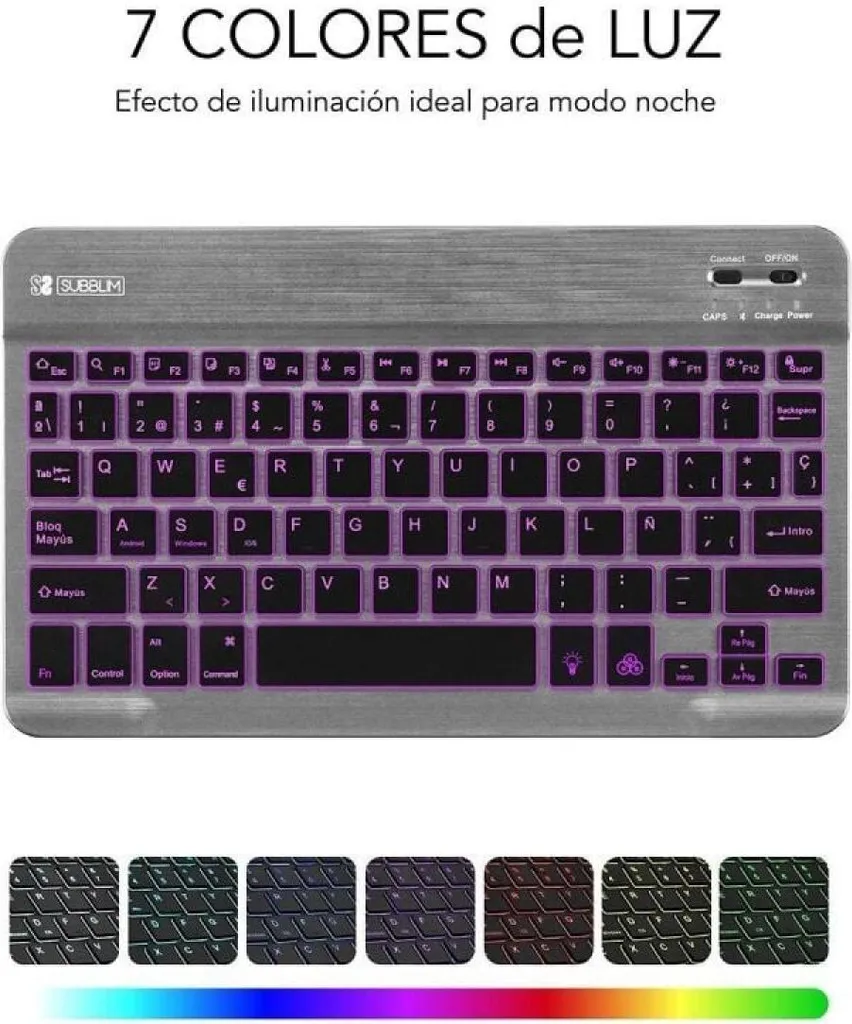 Clavier Bluetooth Silencieux Subblim Smart pour travailler dans le noir Gris