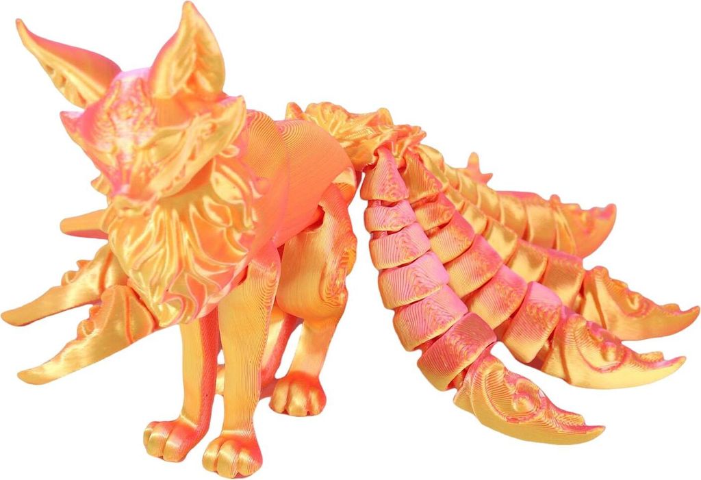 3D-gedrucktes Fuchs-Ornament, neunschwänzige Fuchsfigur mit beweglichen Schwänzen und Gliedmaßen, Tier-Actionfigur, flexibles Zappelspielzeug zu...