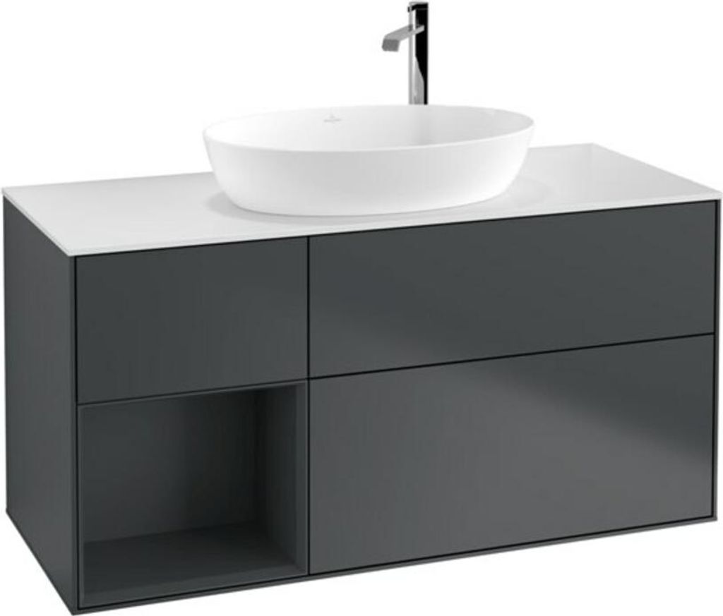 V&B Waschtischunterschrank Finion 120cm, Pl w m, Rg md m Lac, md bl. m Lac