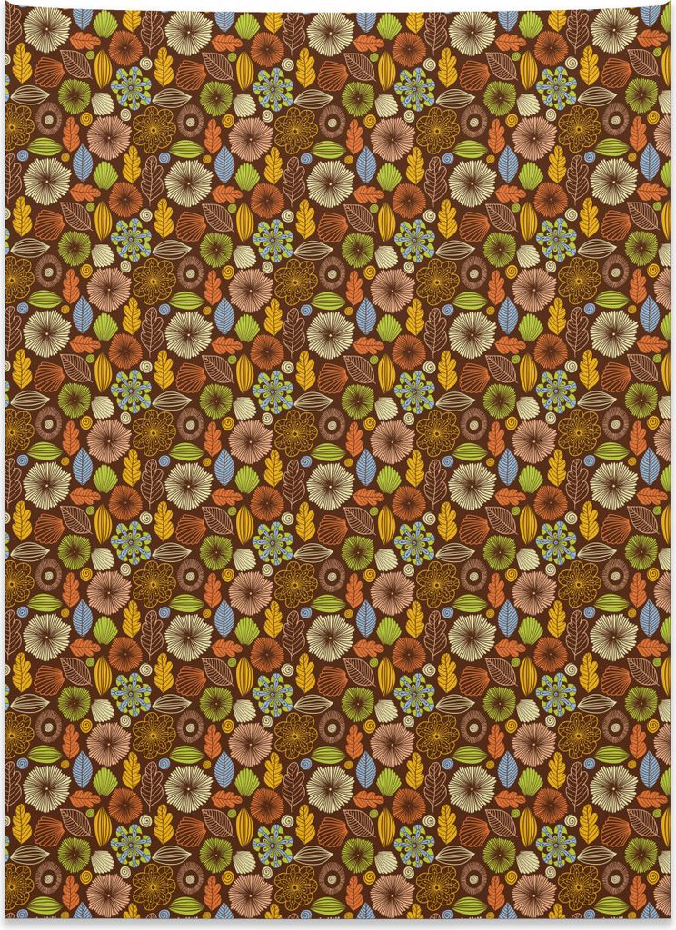 Abakuhaus Herbst Wandteppich, Herbstsaison färbt Blumen aus Weiches Mikrofaser Stoff Kein Verblassen Klare Farben Waschbar, 110 x 150 cm, Mehrfarbig