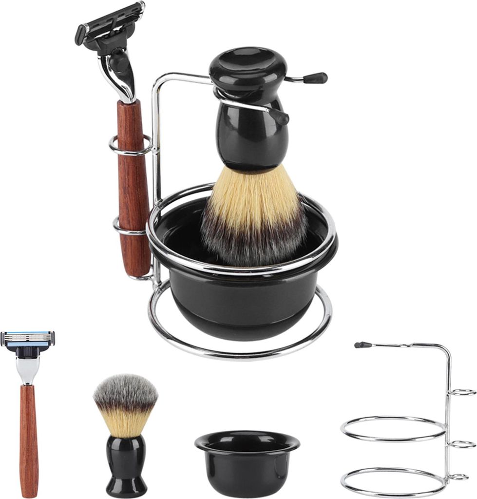 4Pcs Rasierset Manuelles Rasiermesser Edelstahl Ständer Produktbild 