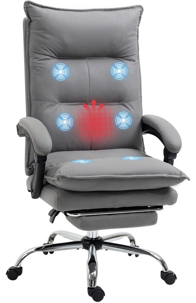 Bš¹rostuhl mit Massagefunktion. Heizfunktion. Fernbedienung. ausfahrbare Fu?stš¹tze. neigbar. grau