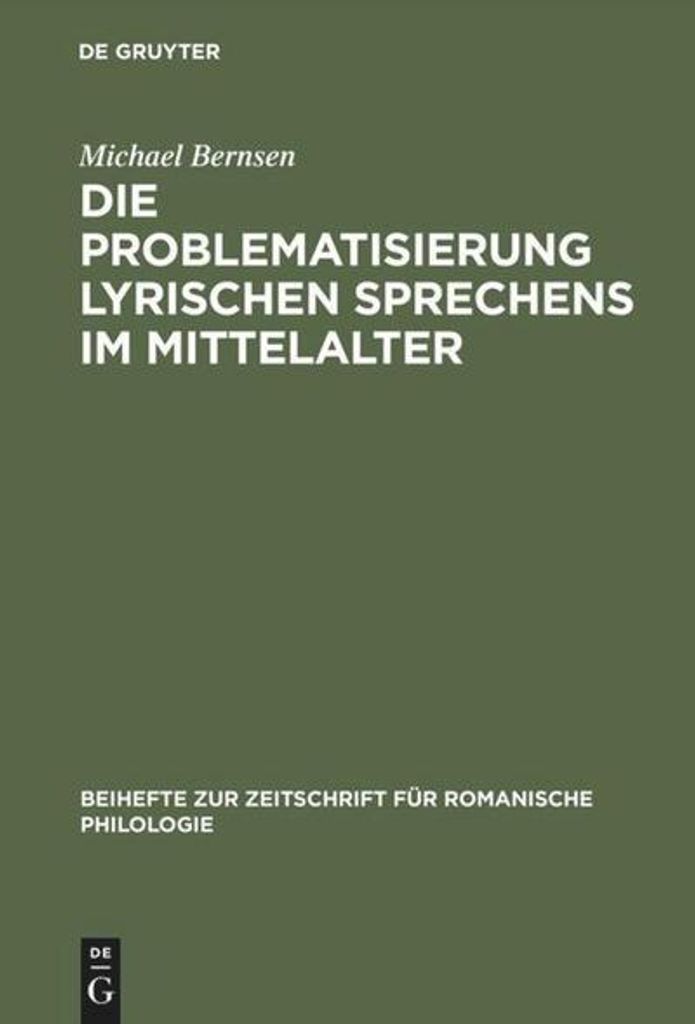 Die Problematisierung lyrischen Sprechens im Mittelalter
