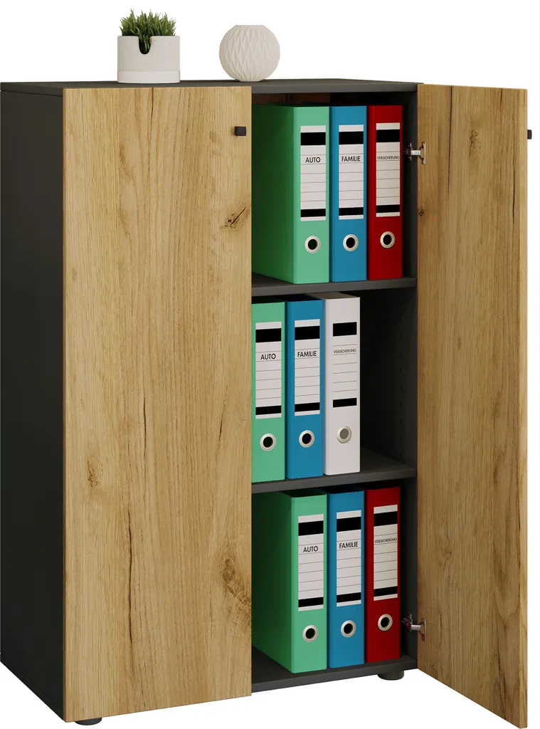 Armadio Ufficio Lona Antracite e Rovere 70x111x38 cm | Mobile Moderno