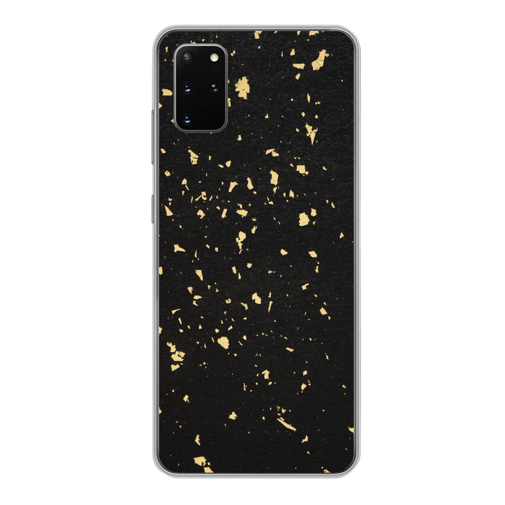 MuchoWow Handyhülle Schutzhülle Hülle für Samsung Galaxy S20 Plus Goldene Flocken auf schwarzem Hintergrund Silikon Softcase Handy Hülle - H...