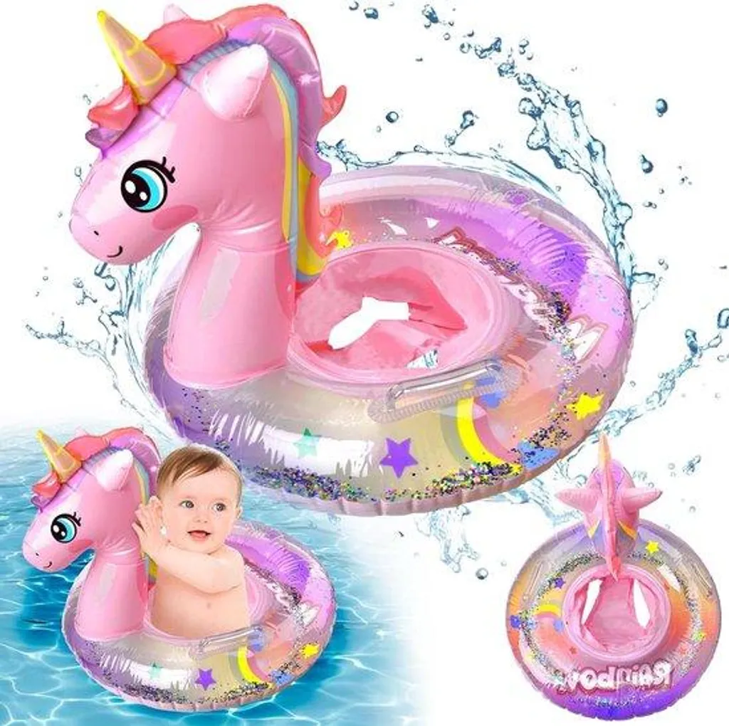 Bouée Siège Bébé Einhorn avec Double Poignée et Anneau Stabilisateur