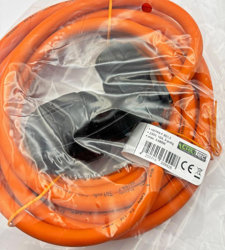 Rallonge 5m IP44 orange H07RN-F 3G1,5 mâle / femelle Image du produit 