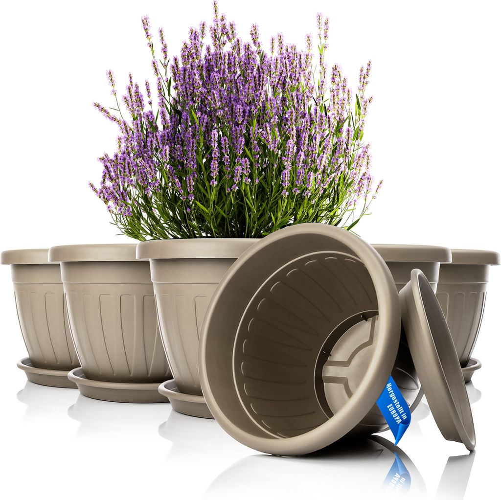 BigDean 6x Blumentopf mit Untersetzer rund ø40xH31 cm Produktbild 
