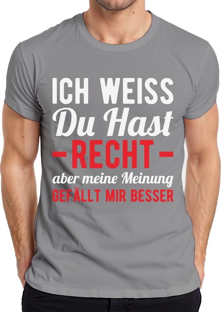 Du hast Recht meine Meinung gefällt mir Sarkasmus Humor Witzig Herren T-Shirt, Grau, XL