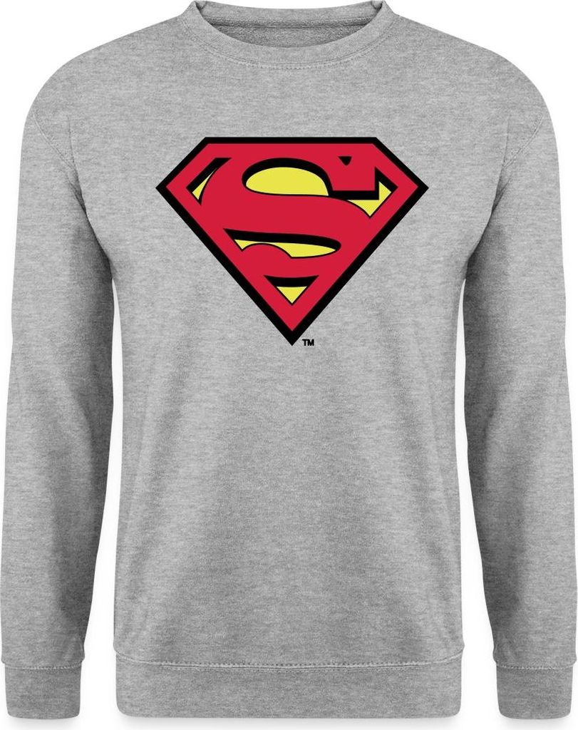 Spreadshirt DC Comics Superman Logo Original Karneval Uni Pullover, L, Weißgrau meliert