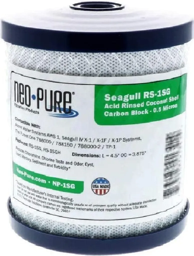 Filtre à eau NP-1SG charbon actif coco compatible Seagull RS-1SG