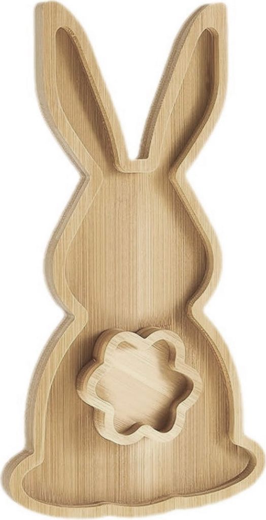 Serviertablett aus Holzpaletten, Süßigkeiten, Nüssen und Früchten, Kaninchen, ovale Form, Osterteller, Eichenholz, Schmuck, Bastelbehälter